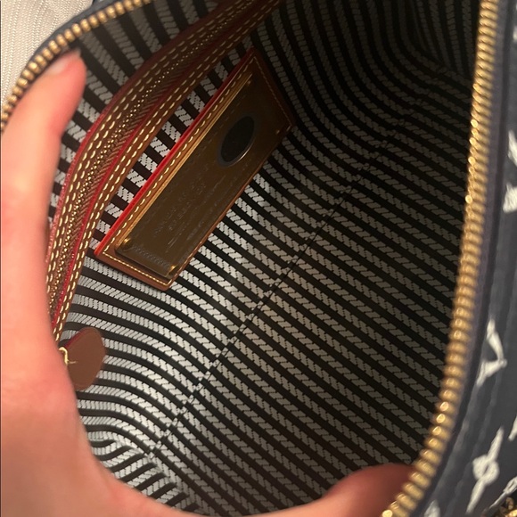 Navy and Tan Leather Women's Boston Style Bag - Picture 4 of 4